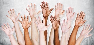 Diversity image - showing hands of different ethnicities